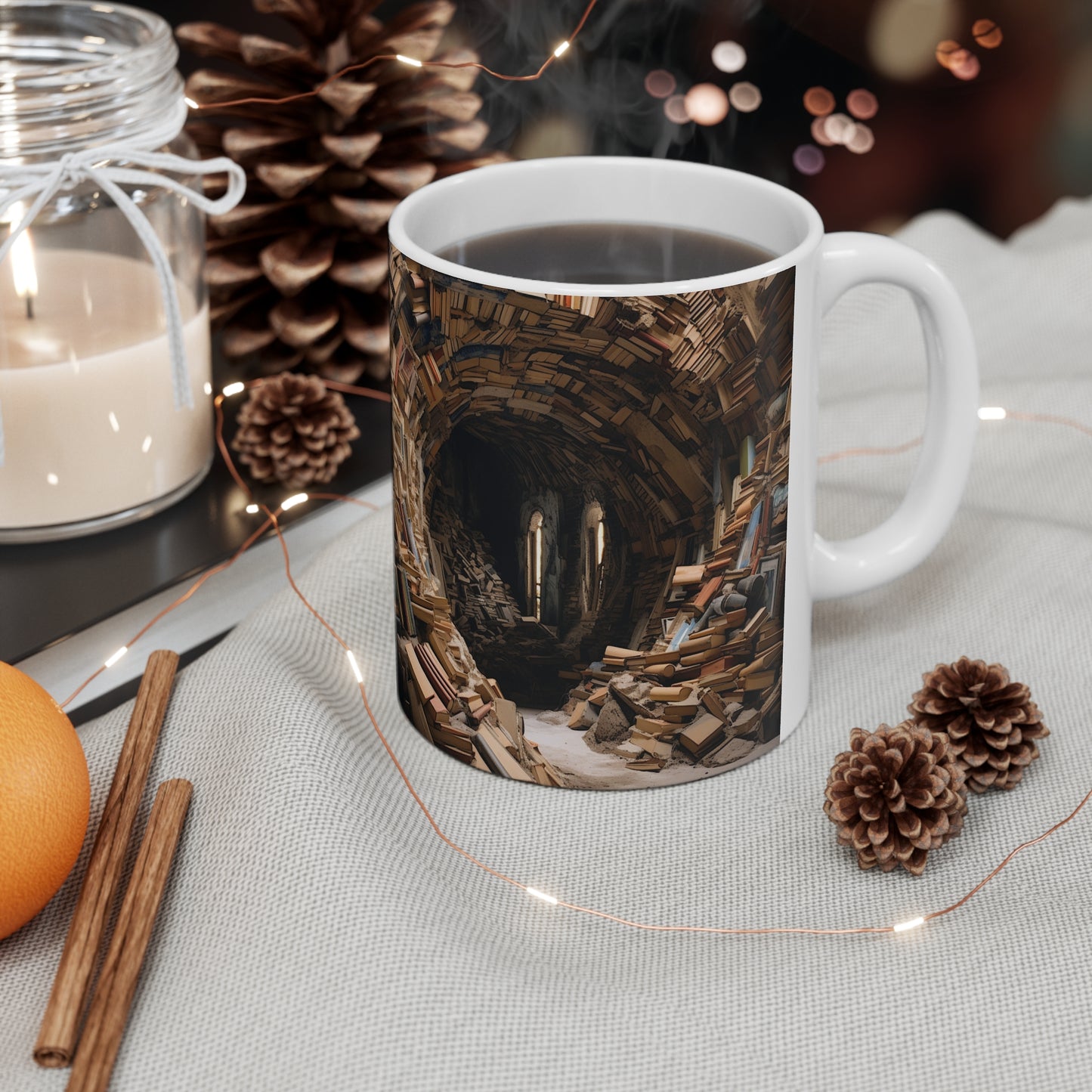 A Book piled 11oz White Mug