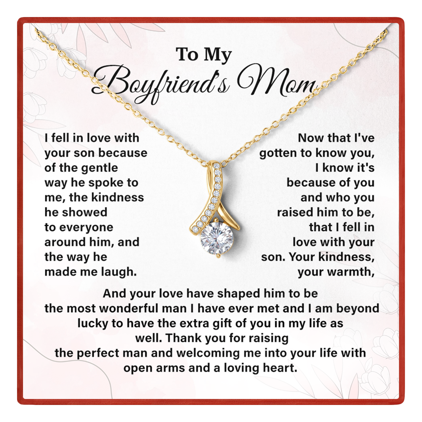 To My Boyfriend’s Mom Necklace, Meaningful Gift from Girlfriend