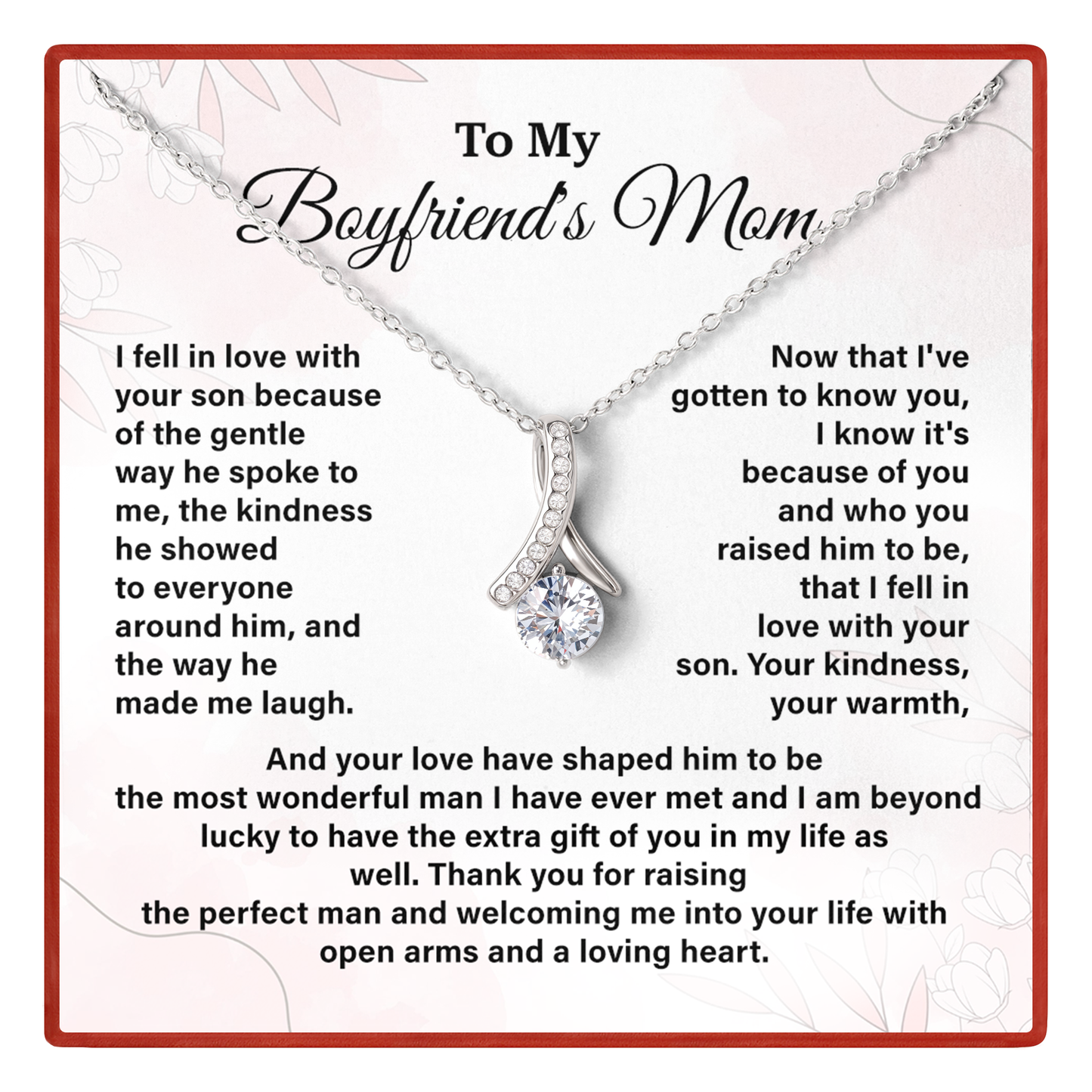 To My Boyfriend’s Mom Necklace, Meaningful Gift from Girlfriend
