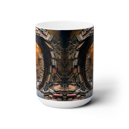 A Book piled 15oz White Mug