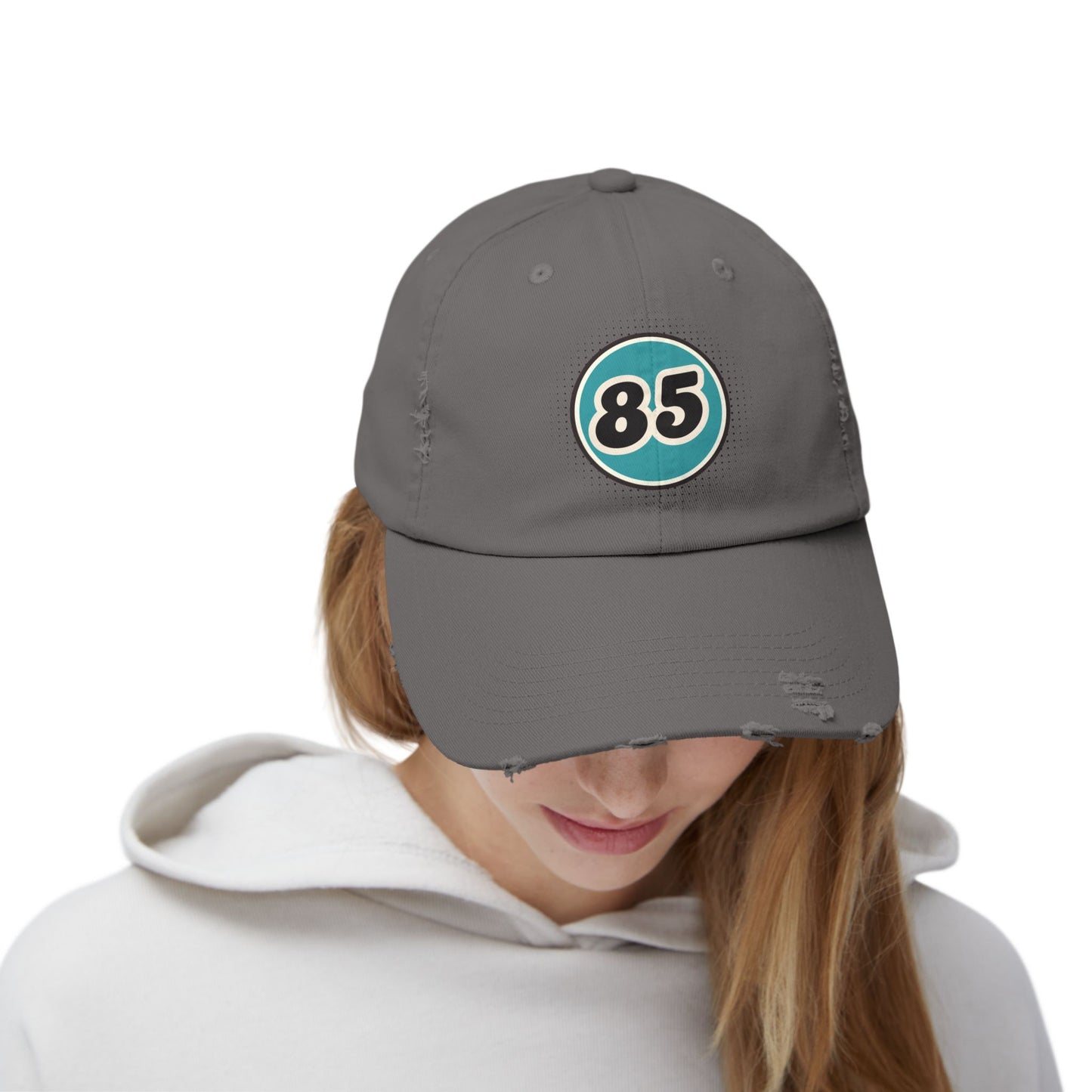 Retro 85 Distressed Black Baseball Dad Hat