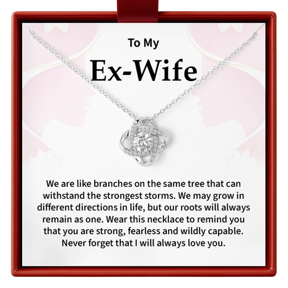 Ex wife necklace with a sentimental message card for an ex-wife in a red box.