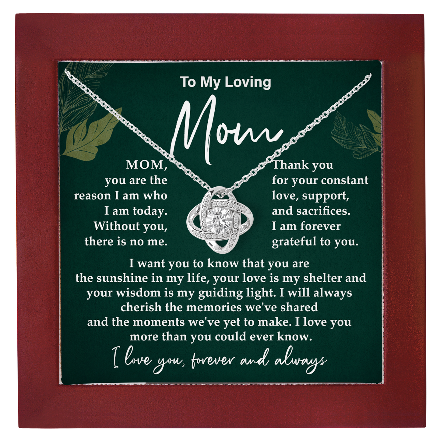 To My Loving Mom Forever Love Necklace, Meaningful Gift for Mother with Message Card