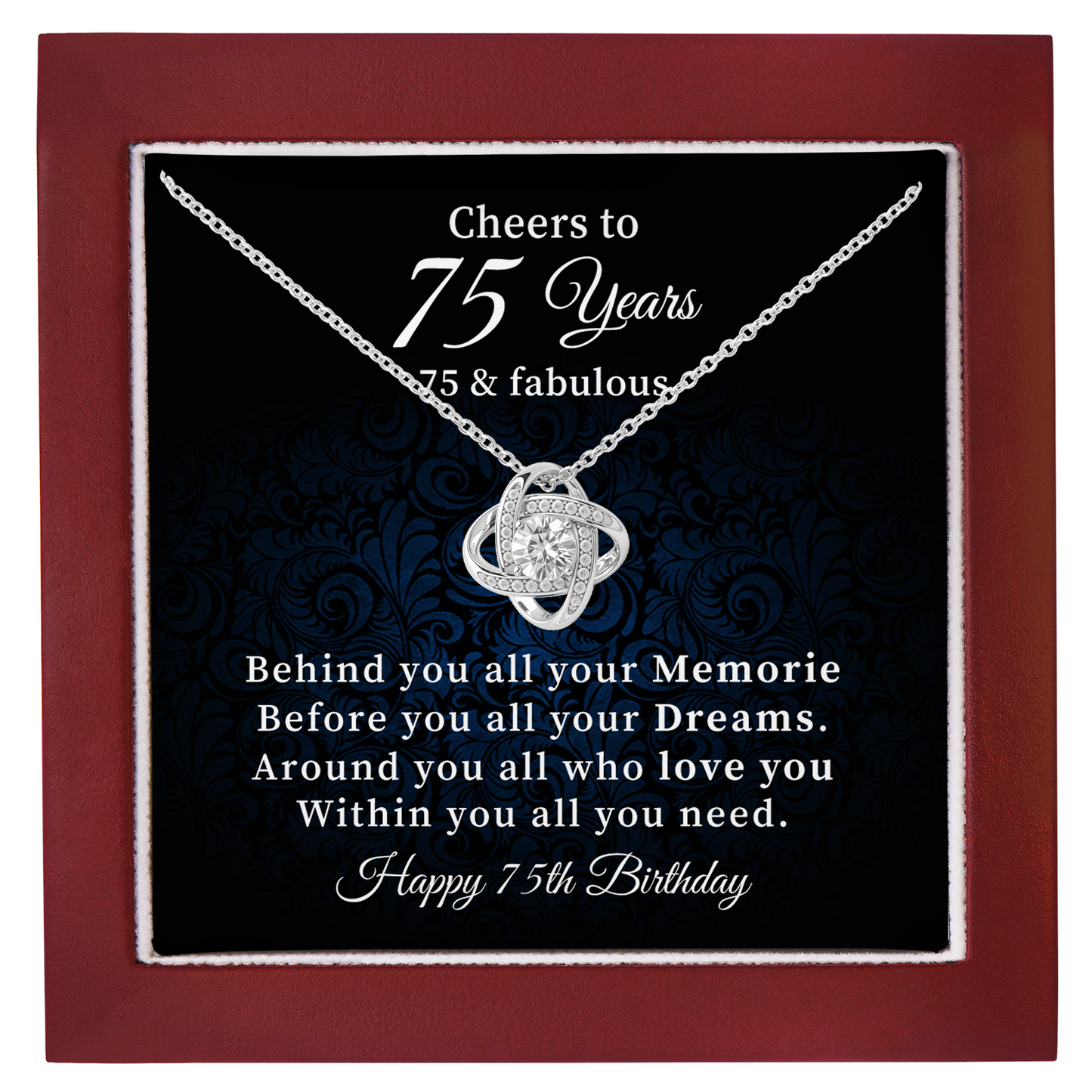 Cheers to 75 Years Necklace Birthday Gift for Her