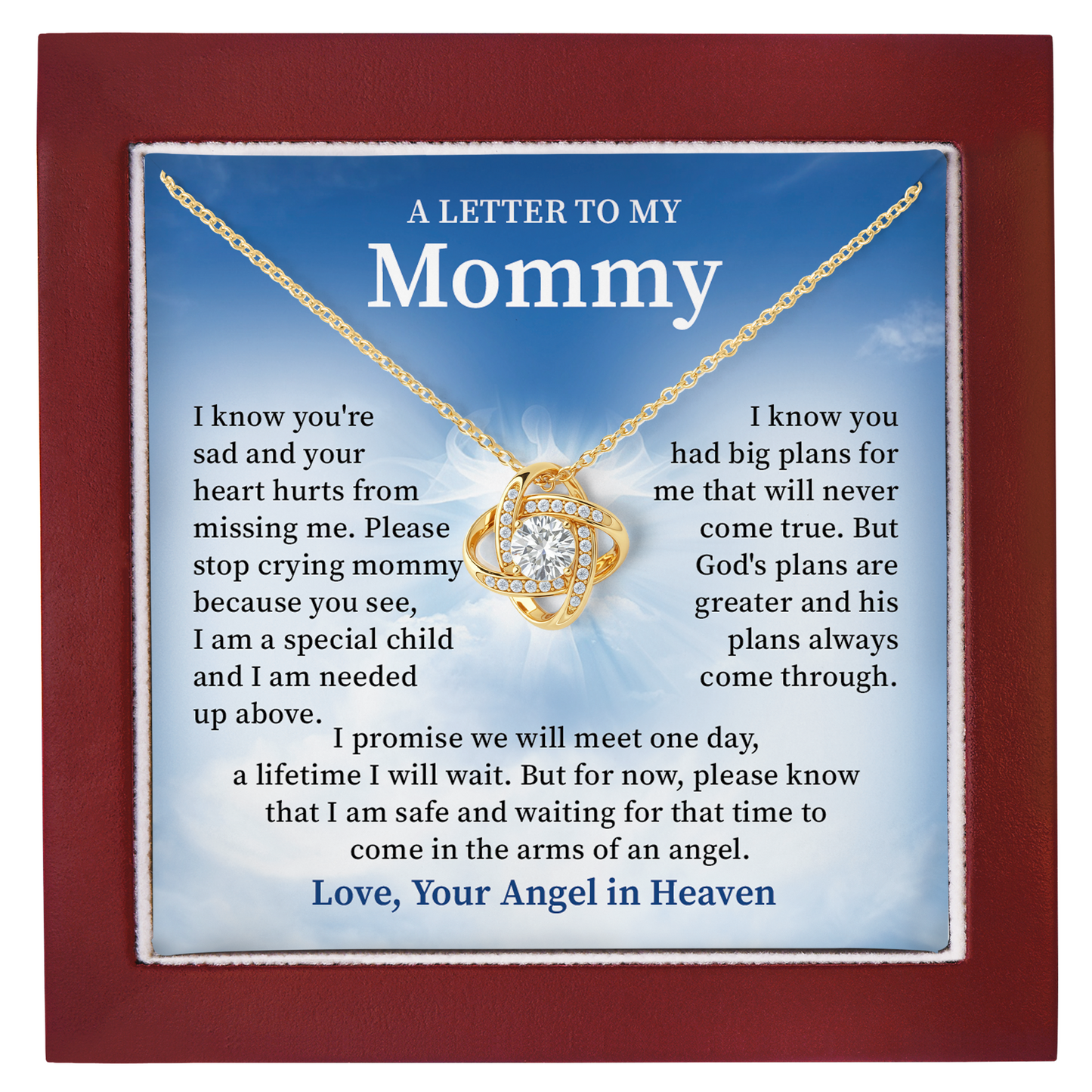 A Letter to Mommy Angel Necklace Miscarriage Sympathy Gift