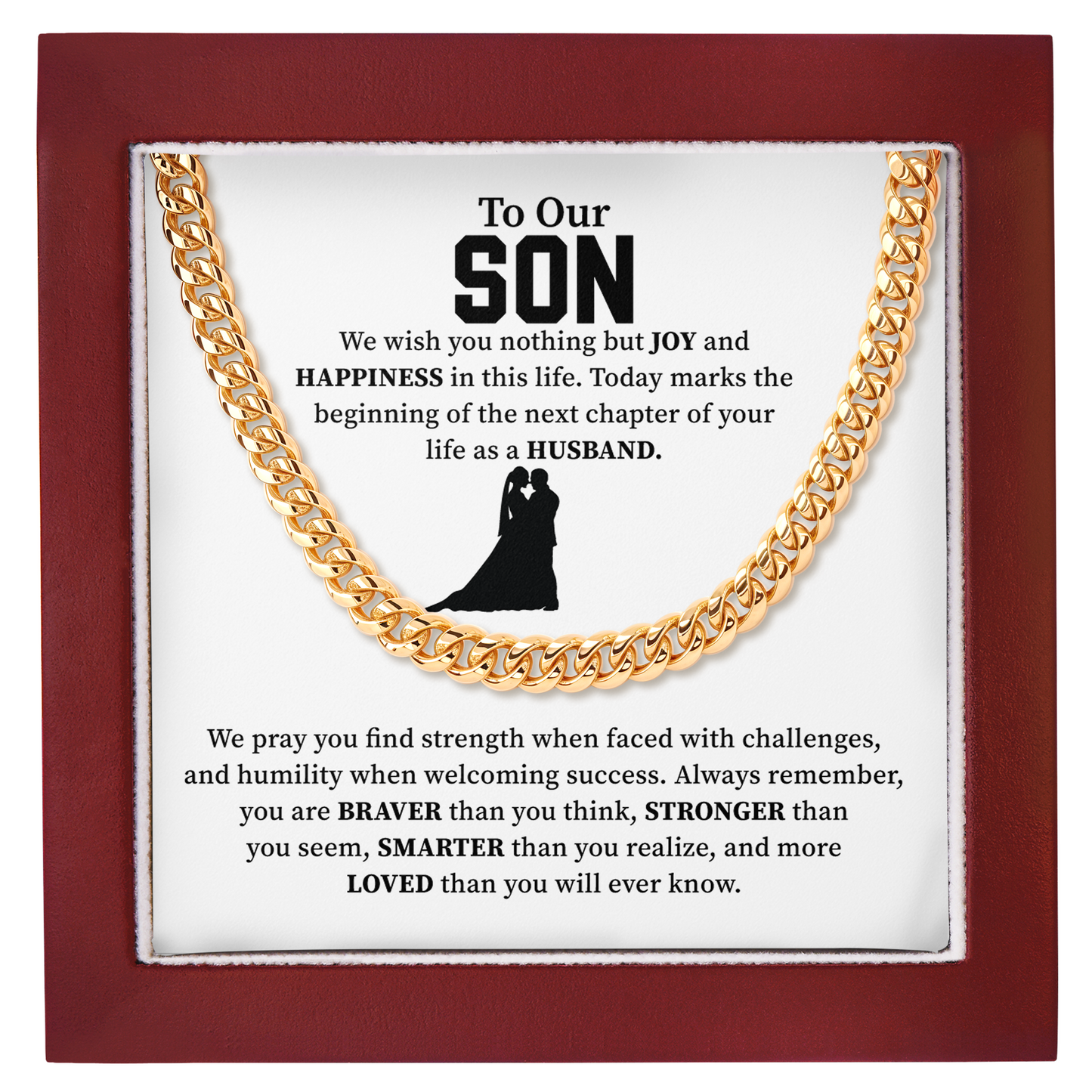 To Our Son Cuban Chain Necklace Wedding Day Gift from Parents