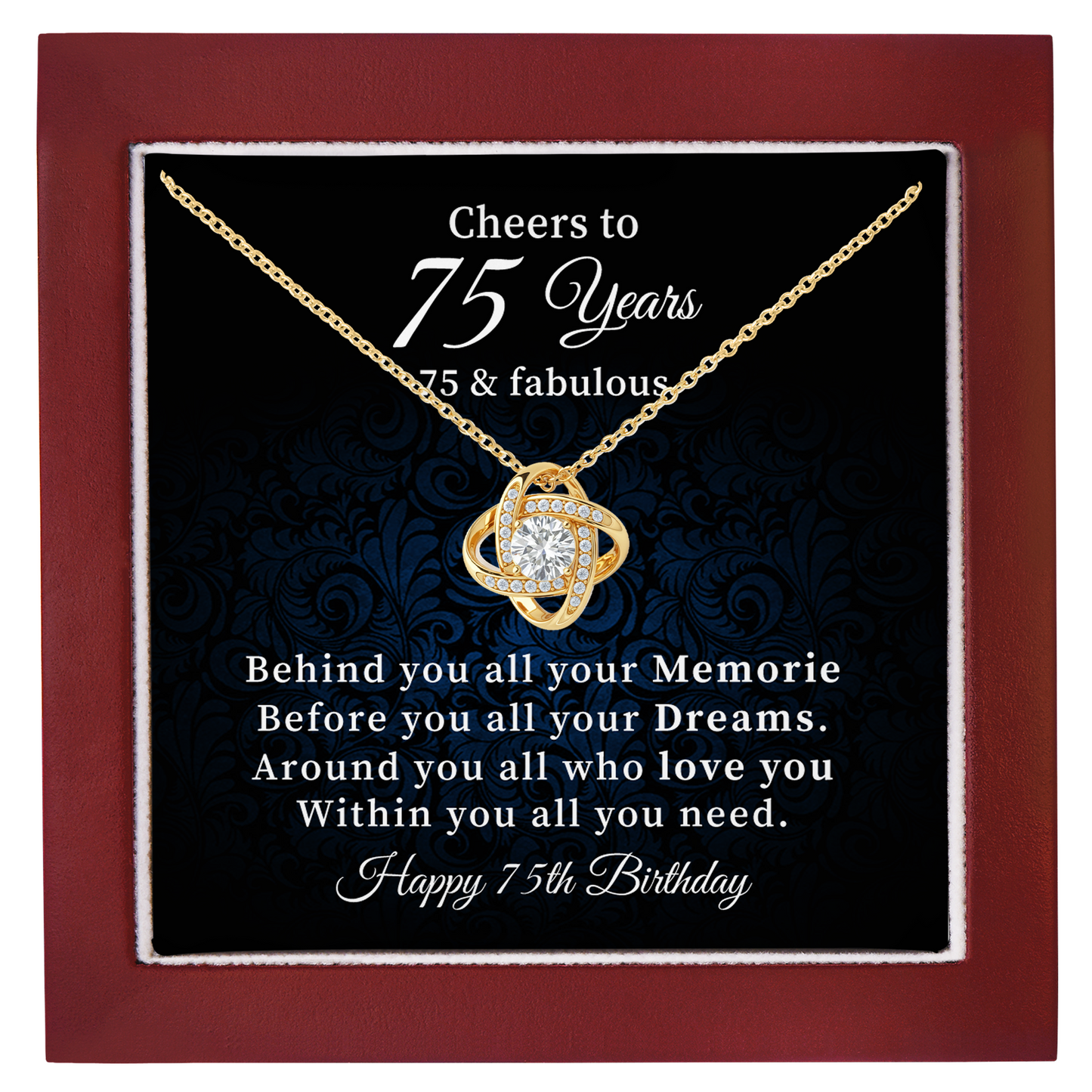 Cheers to 75 Years Necklace Birthday Gift for Her