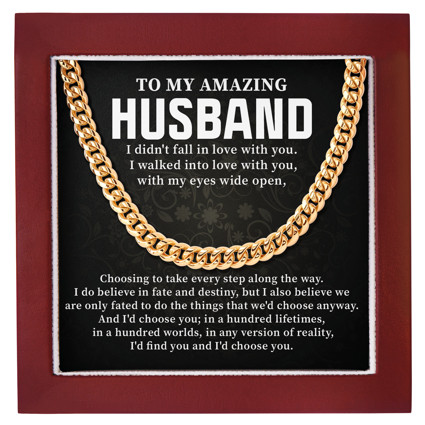 To My Amazing Husband Cuban Link Chain Romantic Gift for Husband, Meaningful Jewelry for Him, Anniversary Gift from Wife