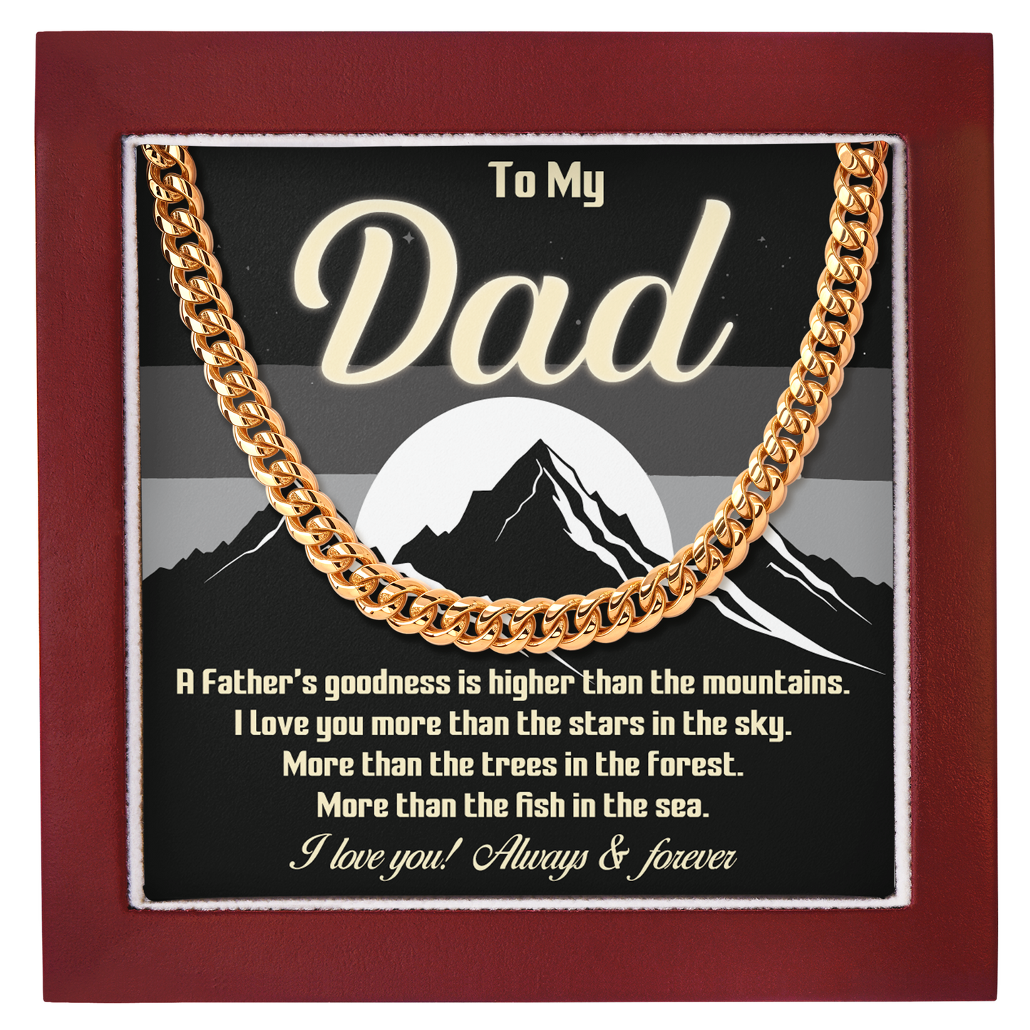 To My Dad Cuban Link Chain Meaningful Gift for Father from Son or Daughter, Father's Day, Dad Appreciation Jewelry
