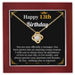 13th Birthday Necklace for Girl Gift from Mom or Dad