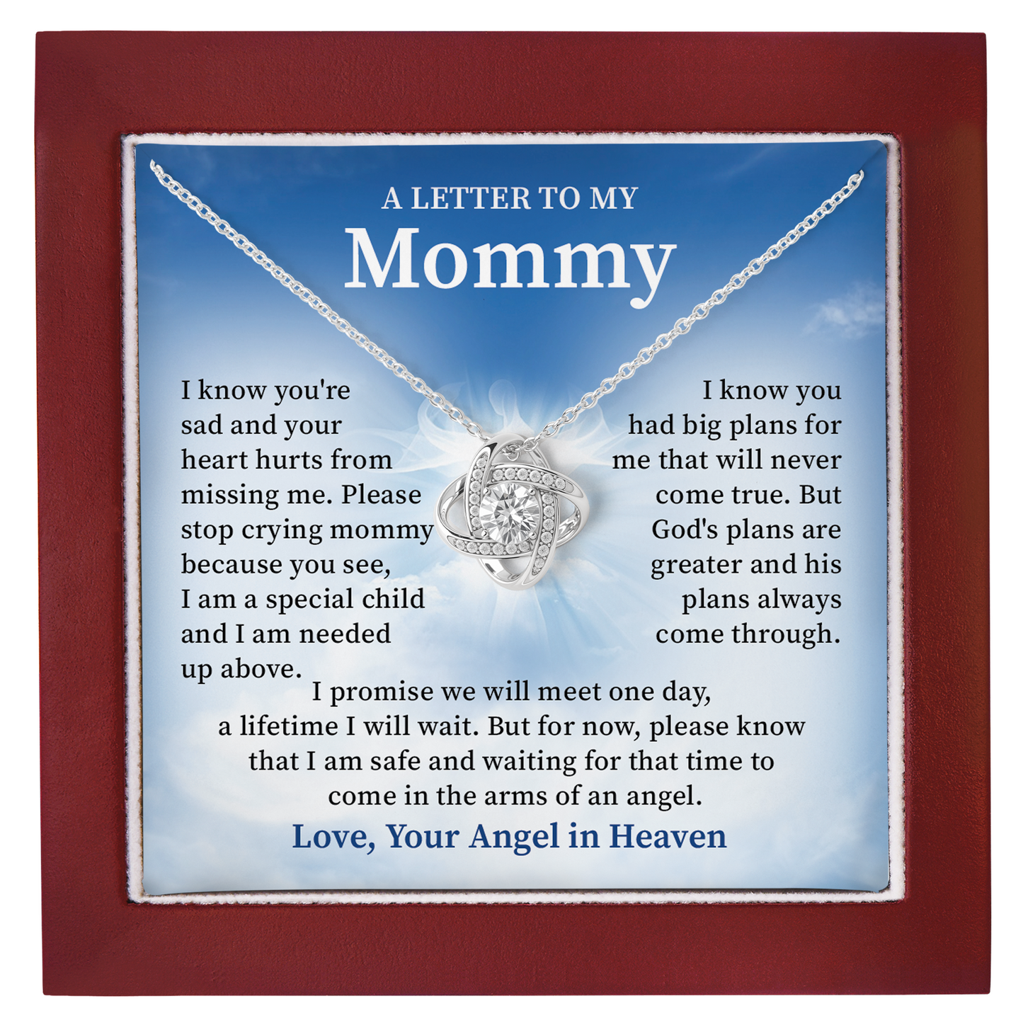 A Letter to Mommy Angel Necklace Miscarriage Sympathy Gift