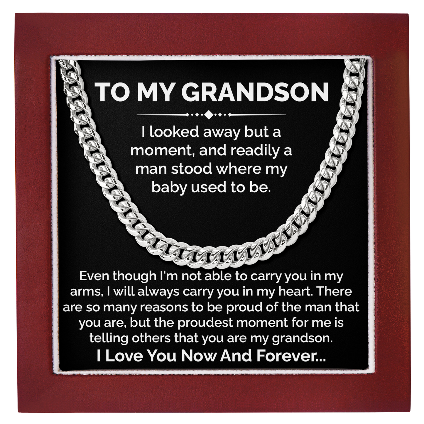 To My Grandson Cuban Link Chain Grandson Gift from Grandma or Grandpa