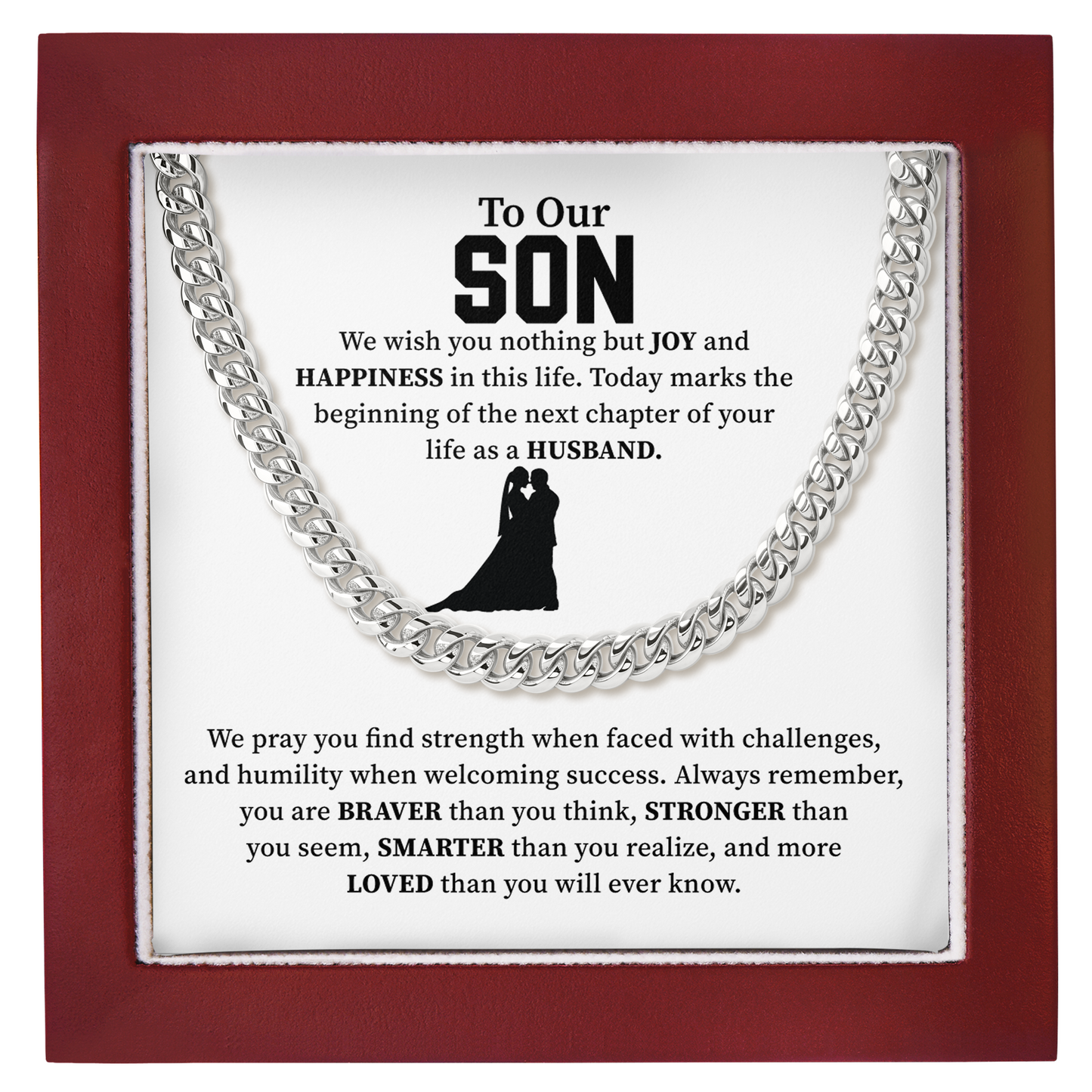 To Our Son Cuban Chain Necklace Wedding Day Gift from Parents