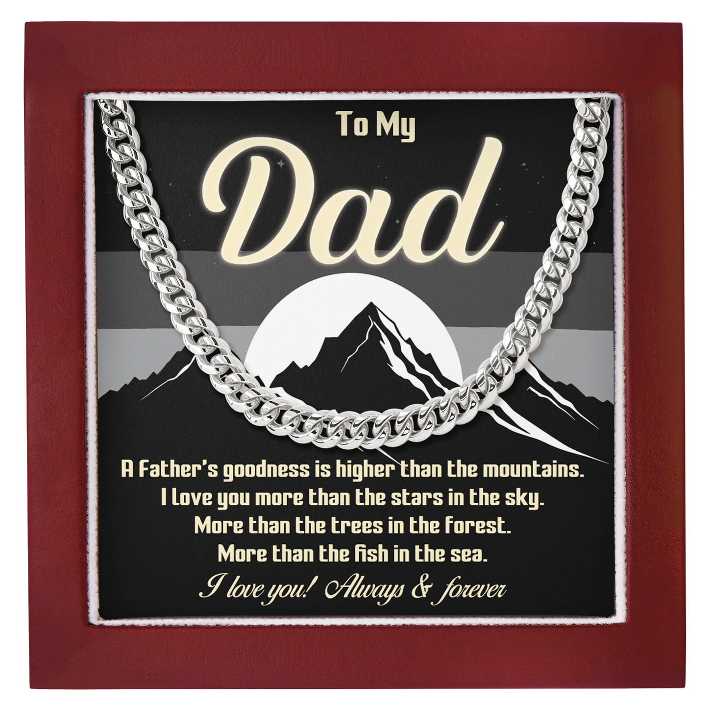 To My Dad Cuban Link Chain Meaningful Gift for Father from Son or Daughter, Father's Day, Dad Appreciation Jewelry