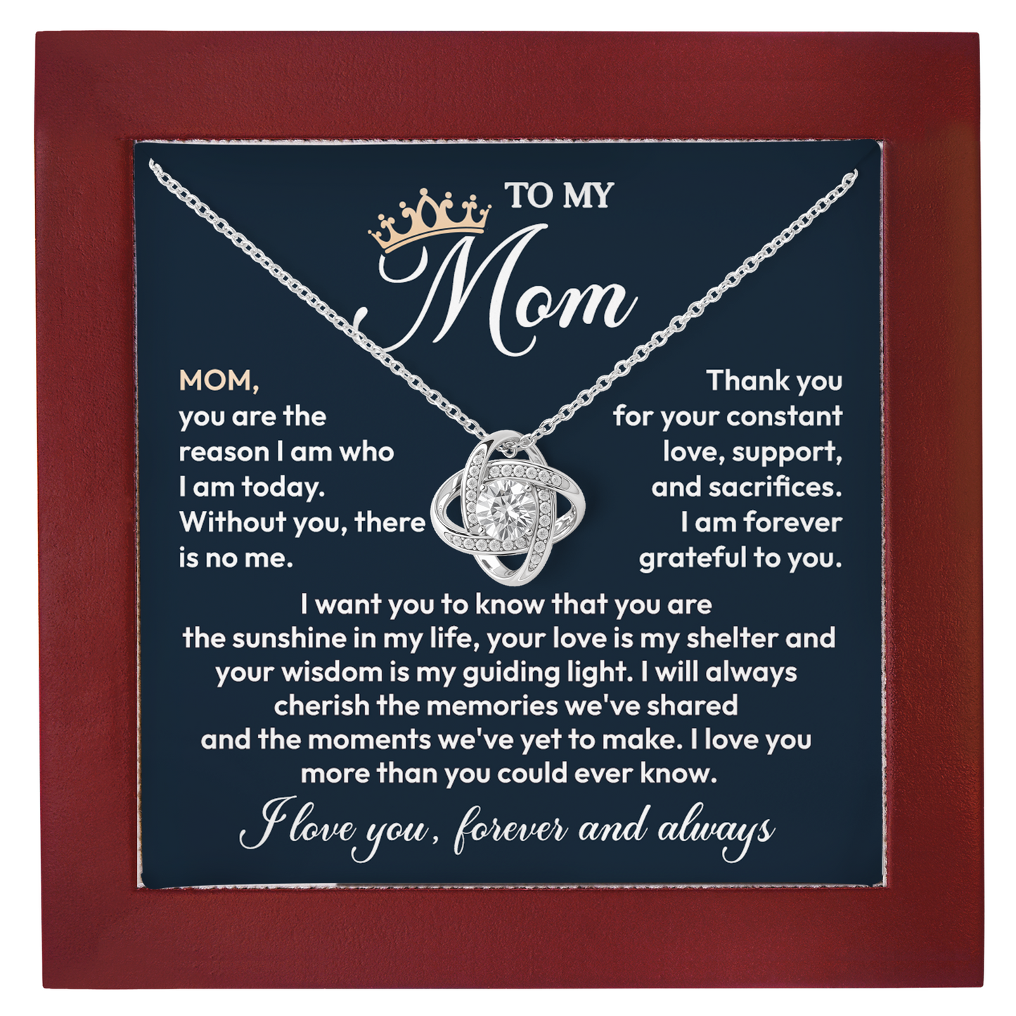 To My Mom Forever Love Necklace, Meaningful Gift for Mother with Message Card