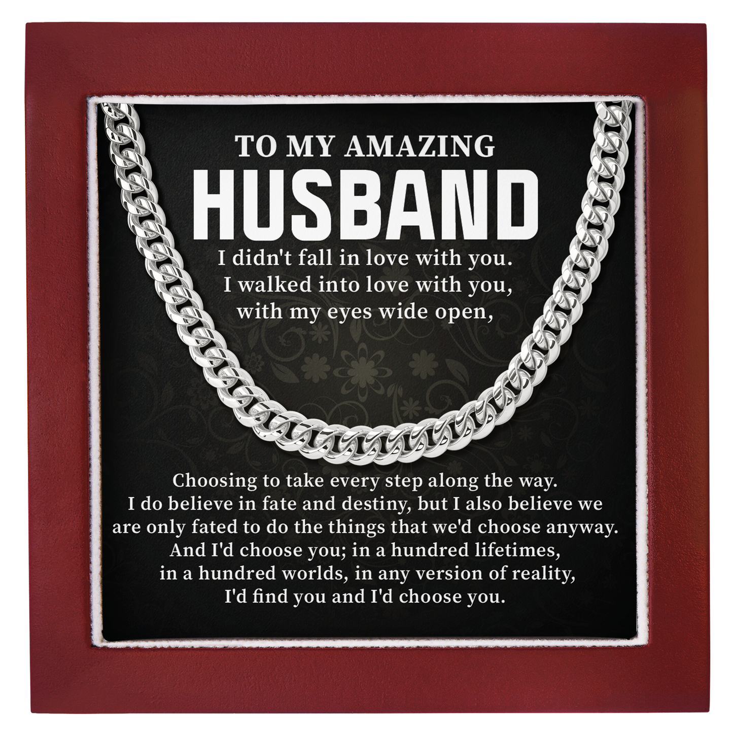 To My Amazing Husband Cuban Link Chain Romantic Gift for Husband, Meaningful Jewelry for Him, Anniversary Gift from Wife