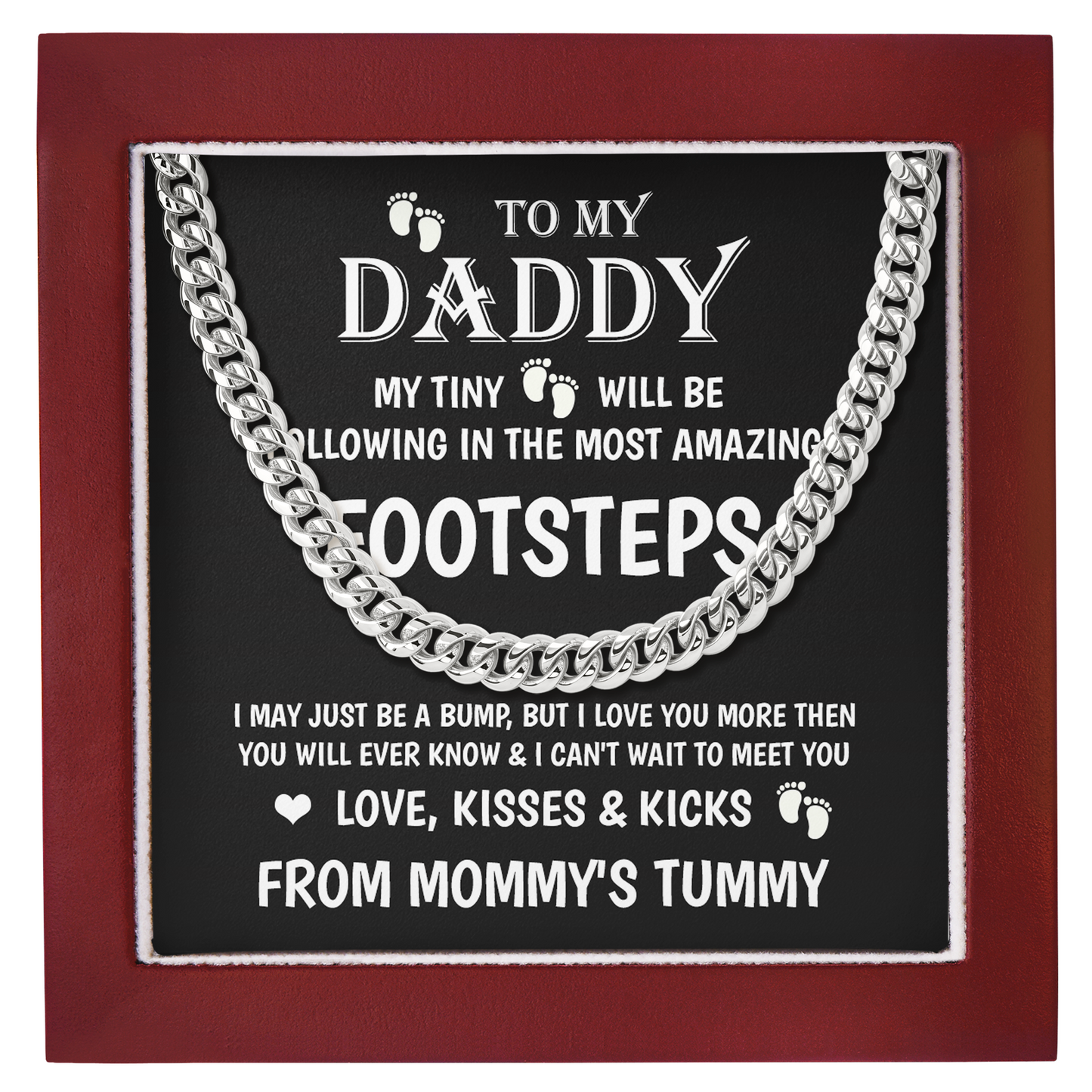 To My Daddy Cuban Link Chain New Dad Gift from Baby Bump, Pregnancy Announcement Gift, Expecting Father Keepsake