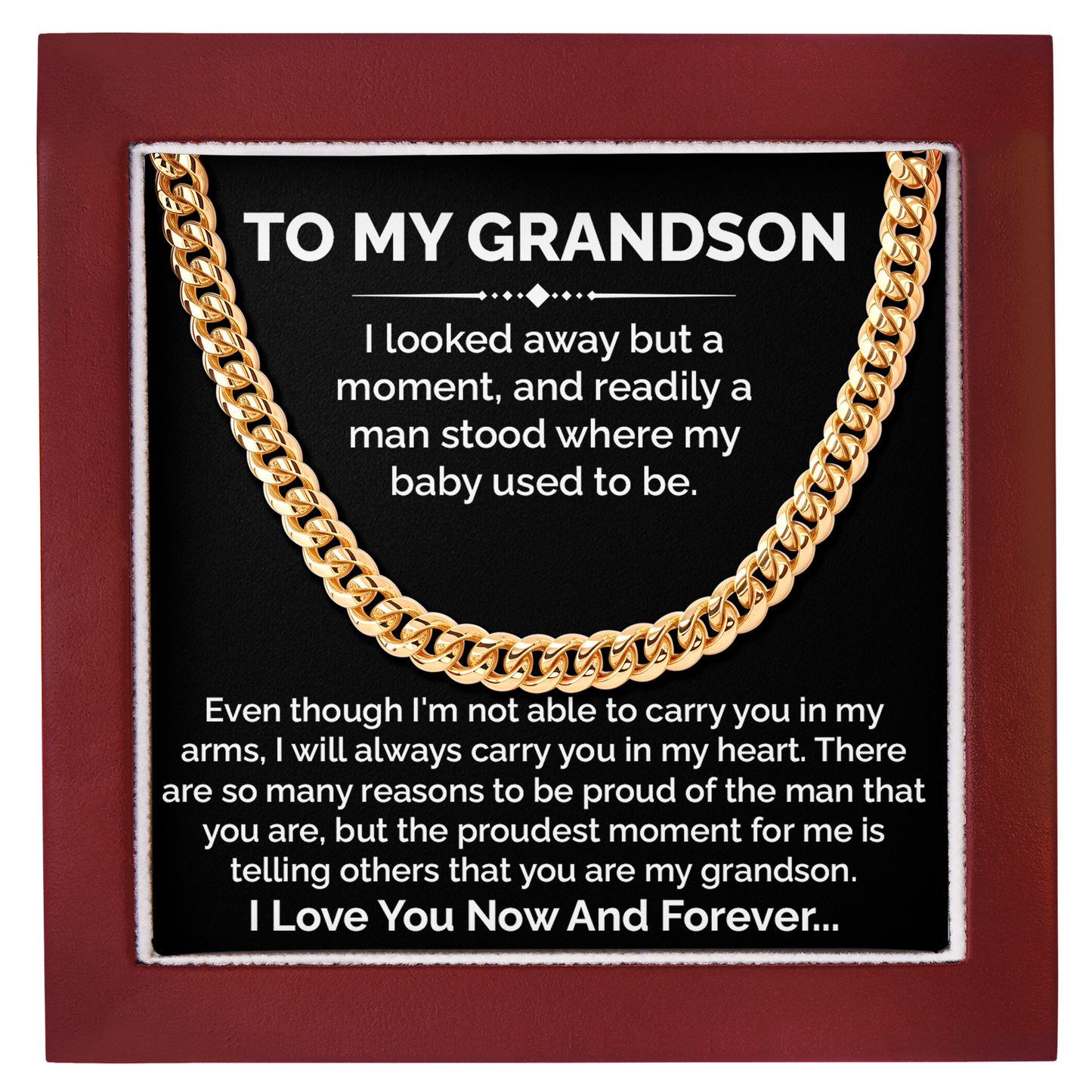 To My Grandson Cuban Link Chain Grandson Gift from Grandma or Grandpa