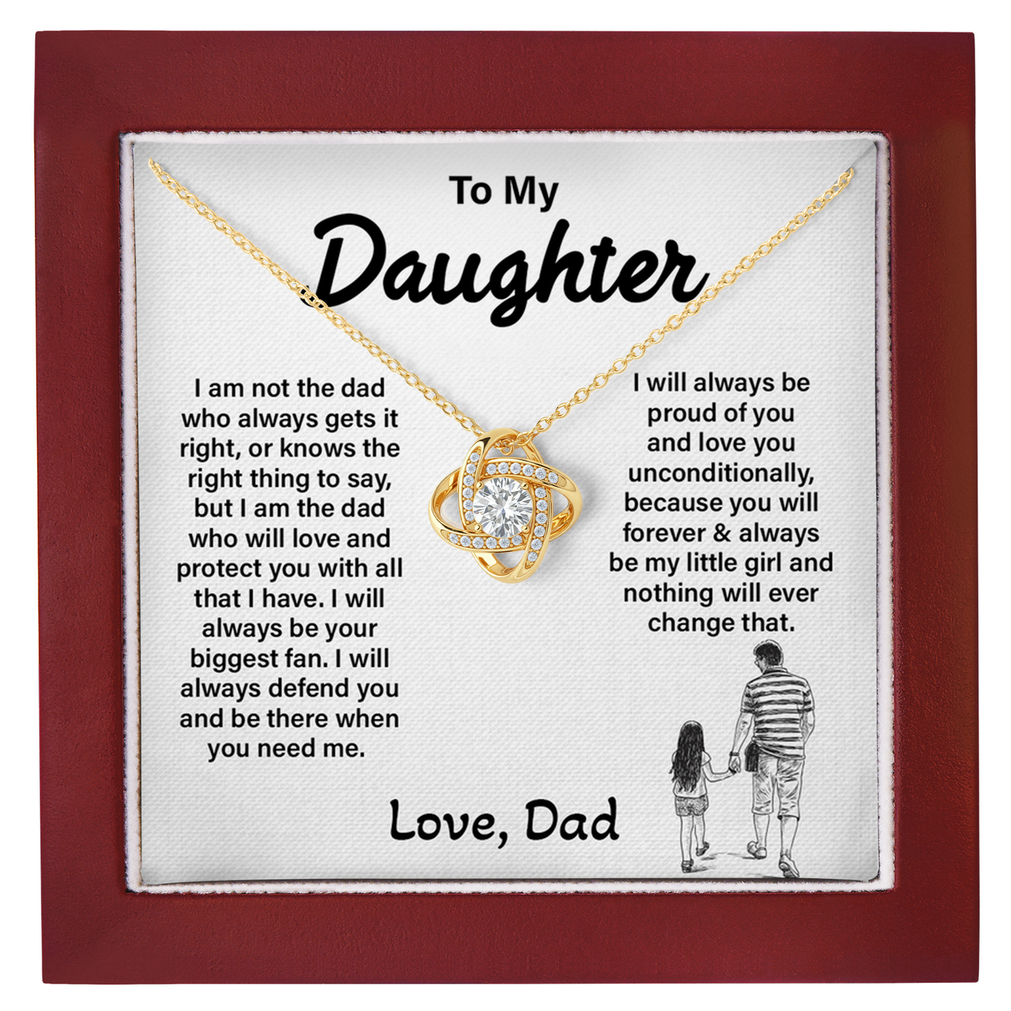 Daughter Necklace from Dad - Forever My Little Girl Love Knot Jewelry Gift