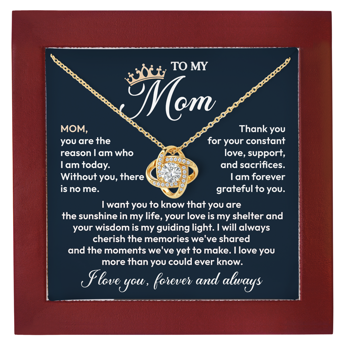 To My Mom Forever Love Necklace, Meaningful Gift for Mother with Message Card