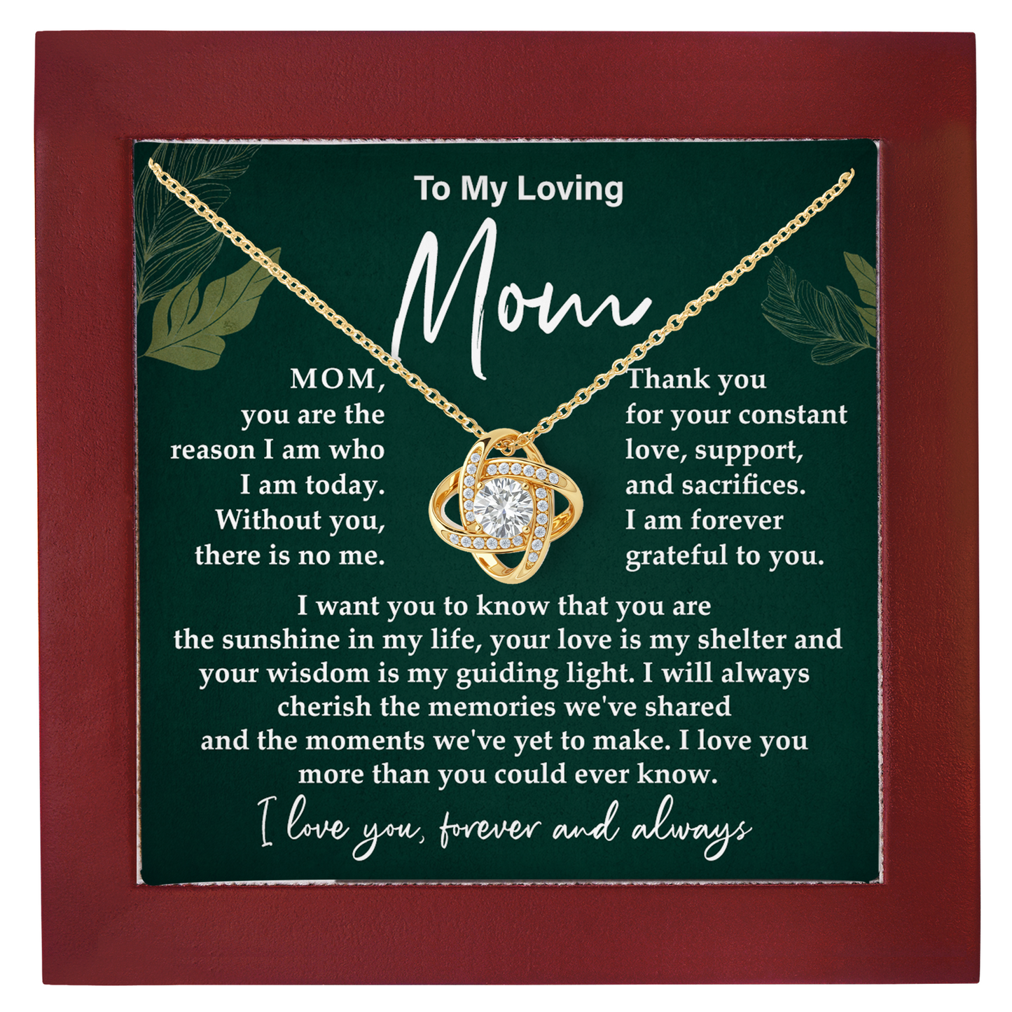 To My Loving Mom Forever Love Necklace, Meaningful Gift for Mother with Message Card