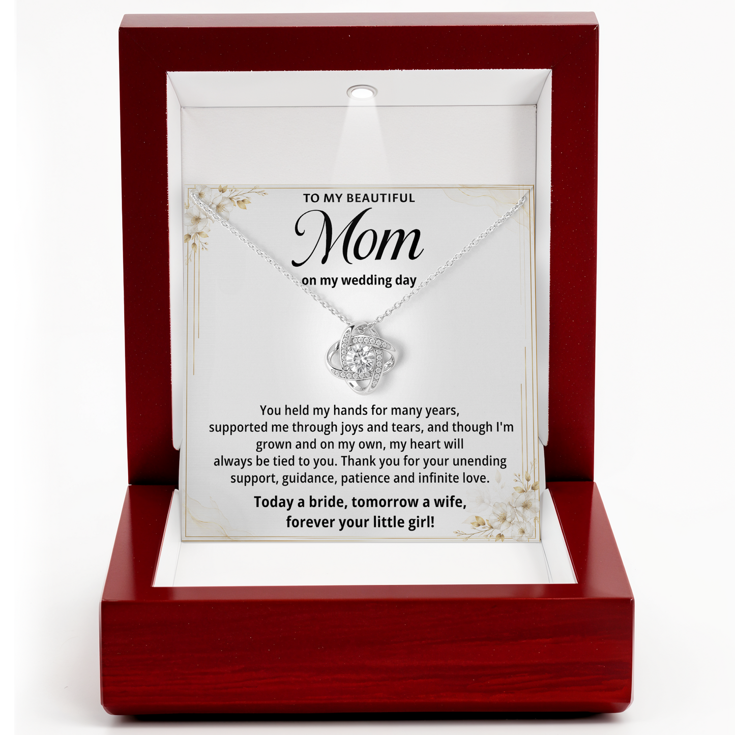 Mom Necklace on Wedding Day Mother Daughter Wedding Gift