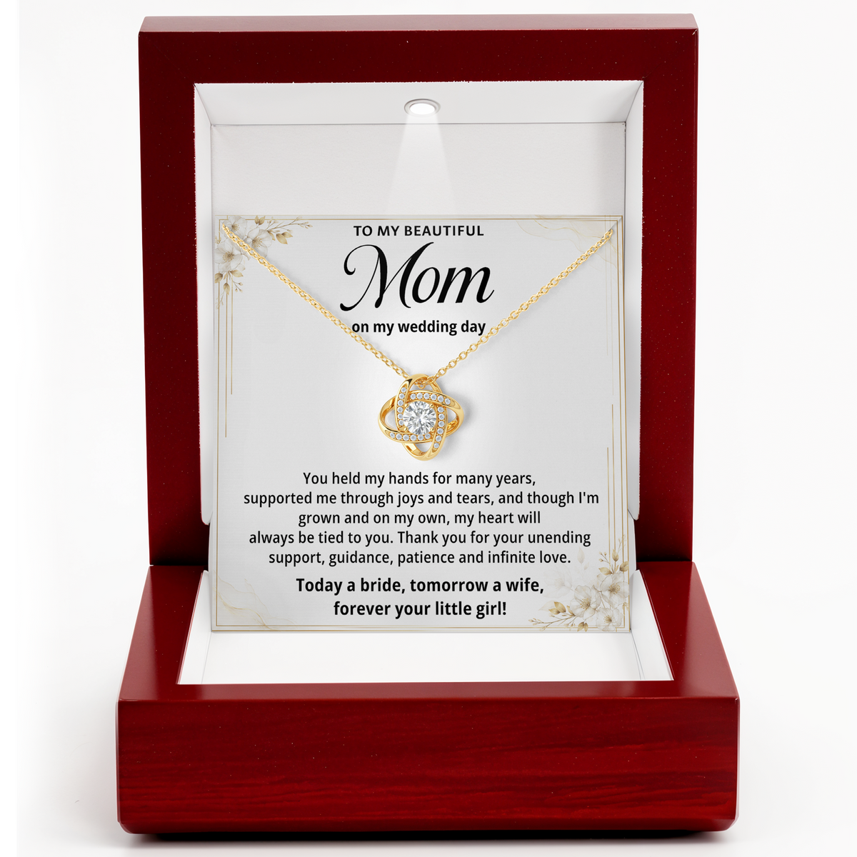 Mom Necklace on Wedding Day Mother Daughter Wedding Gift