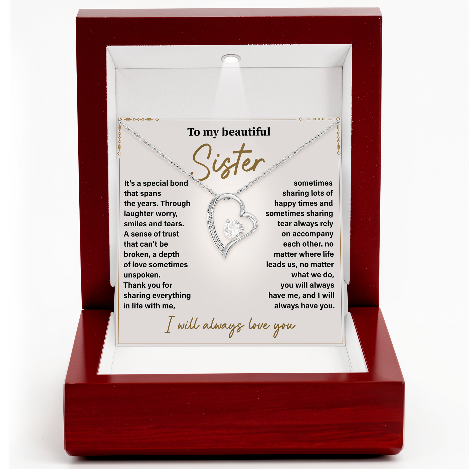 Sister Necklace Gift from Brother or Sister Meaningful Appreciation Jewelry