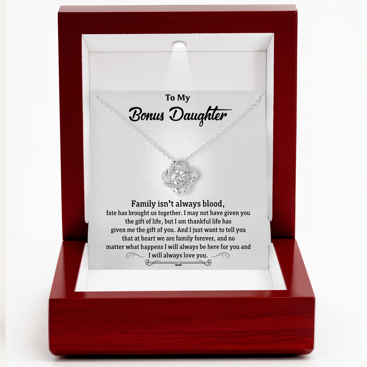 Bonus Daughter Necklace Gift, Meaningful Family Jewelry for Bonus Daughter