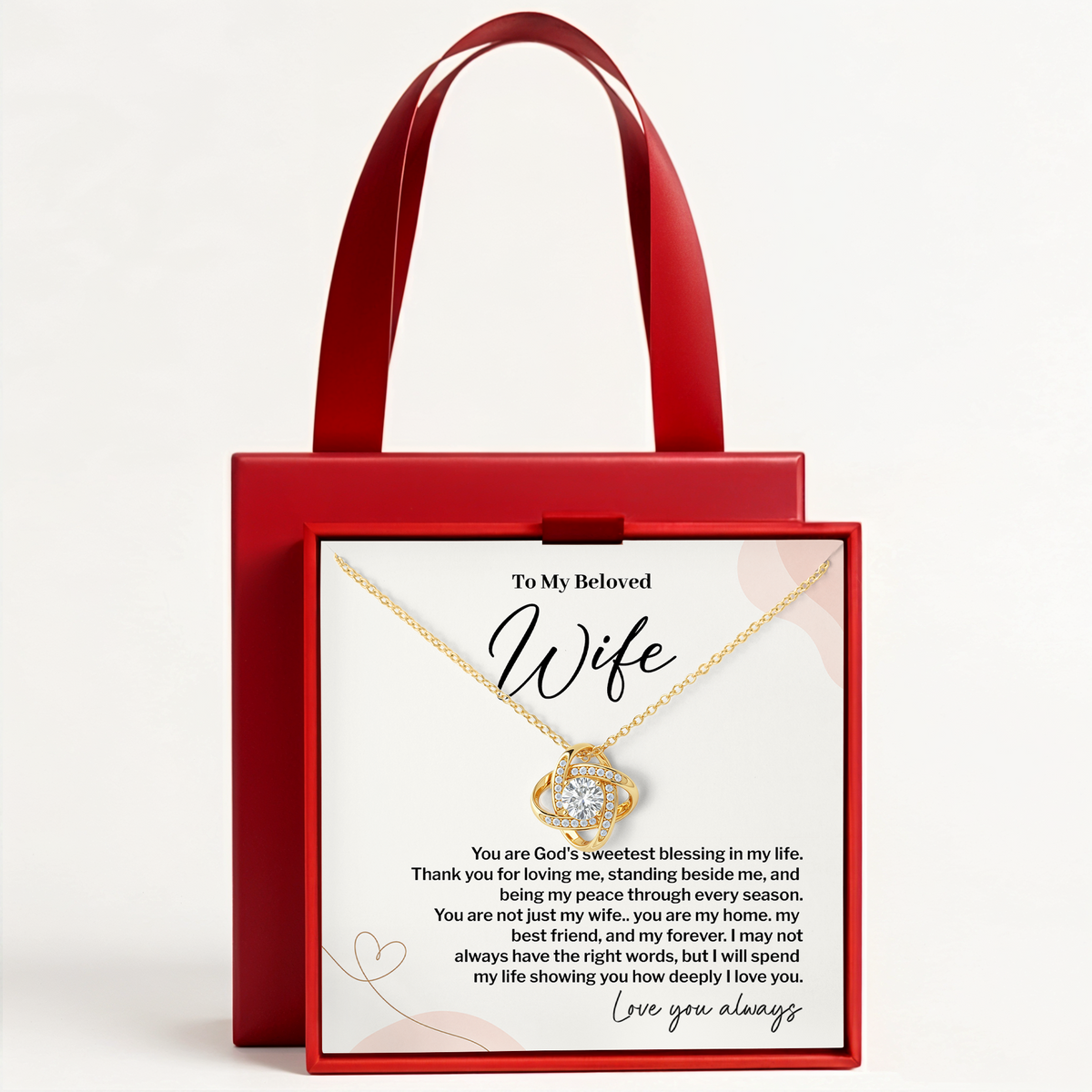 Christian Wife Love Knot Necklace from Husband Anniversary Gift