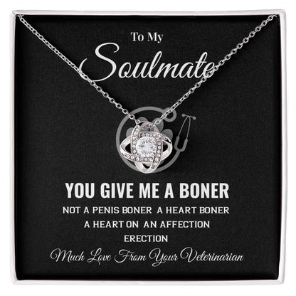 To My Soulmate, Give Me A Boner, Much Love From Your Veterinarian, Personalized Gifts For Veterinarian Wife - Unique Veterinary Wife Necklace Gifts | Thoughtful Gifts For Her | Gifts For Veterinarian's Wife