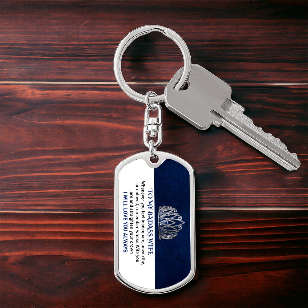 To My Badass Wife Keychain For Wife From Husband
