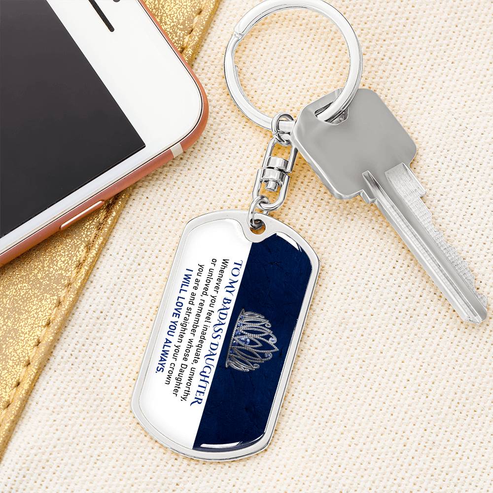 To My Badass Daughter Keychain | Daughter Gifts From Mom Dad | Personalized Encouraging Gifts Keychain Gifts for teens Girls Women