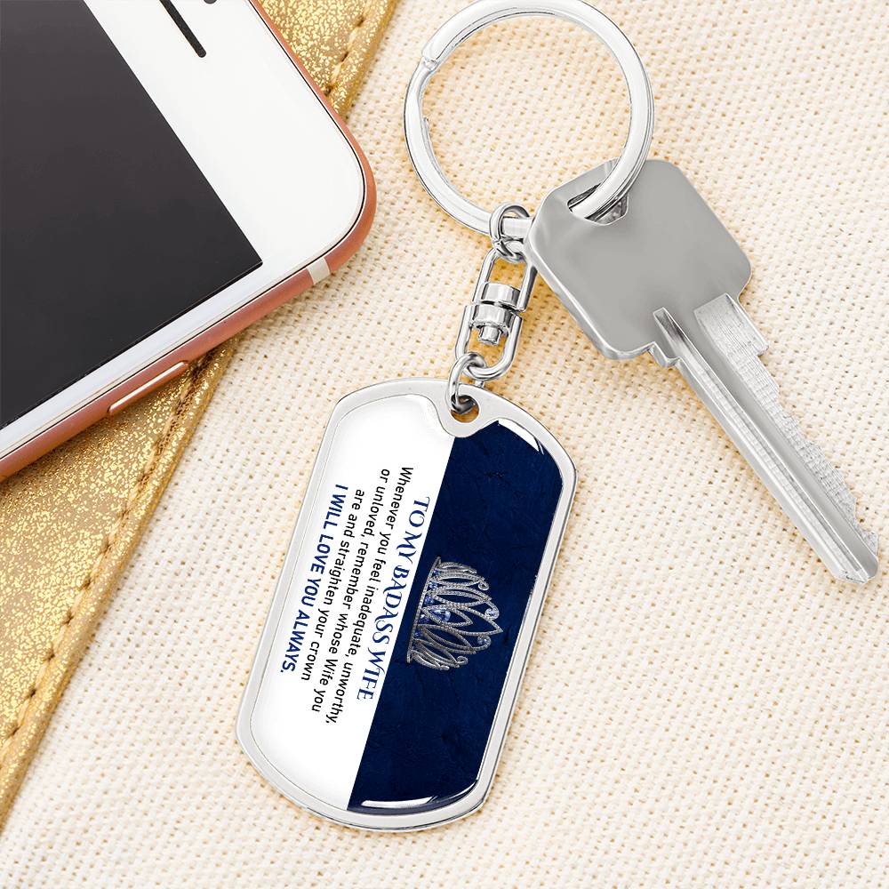 To My Badass Wife Keychain For Wife From Husband