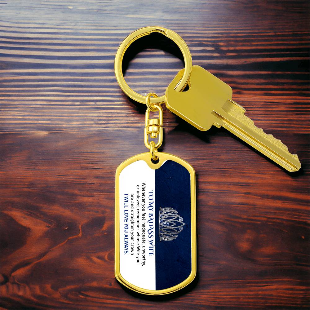 To My Badass Wife Keychain For Wife From Husband