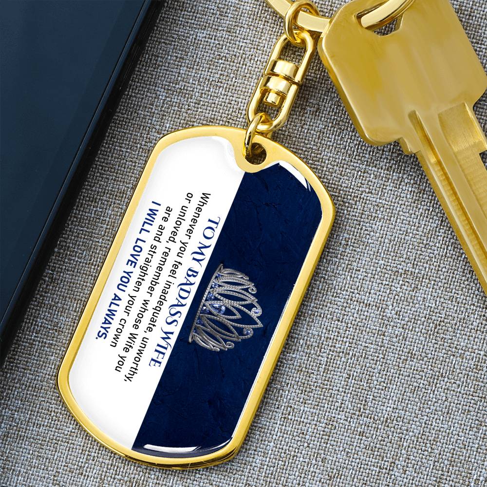 To My Badass Wife Keychain For Wife From Husband