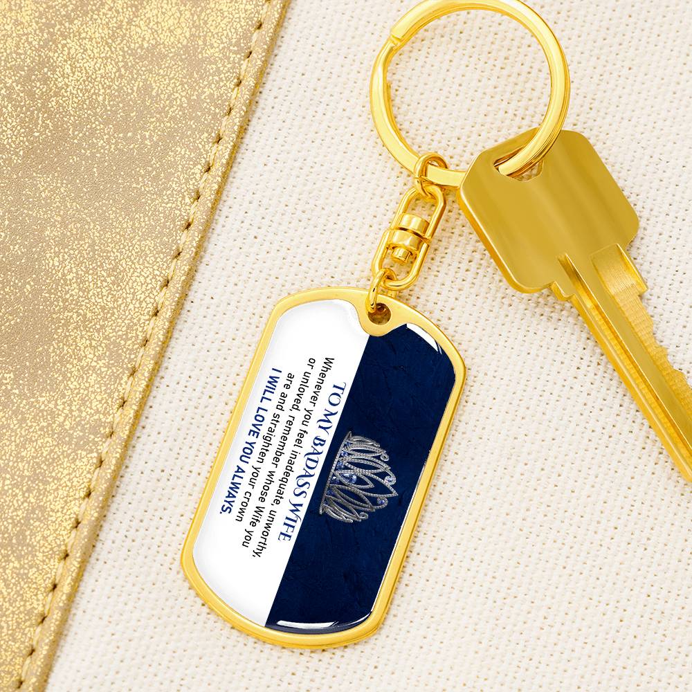 To My Badass Wife Keychain For Wife From Husband