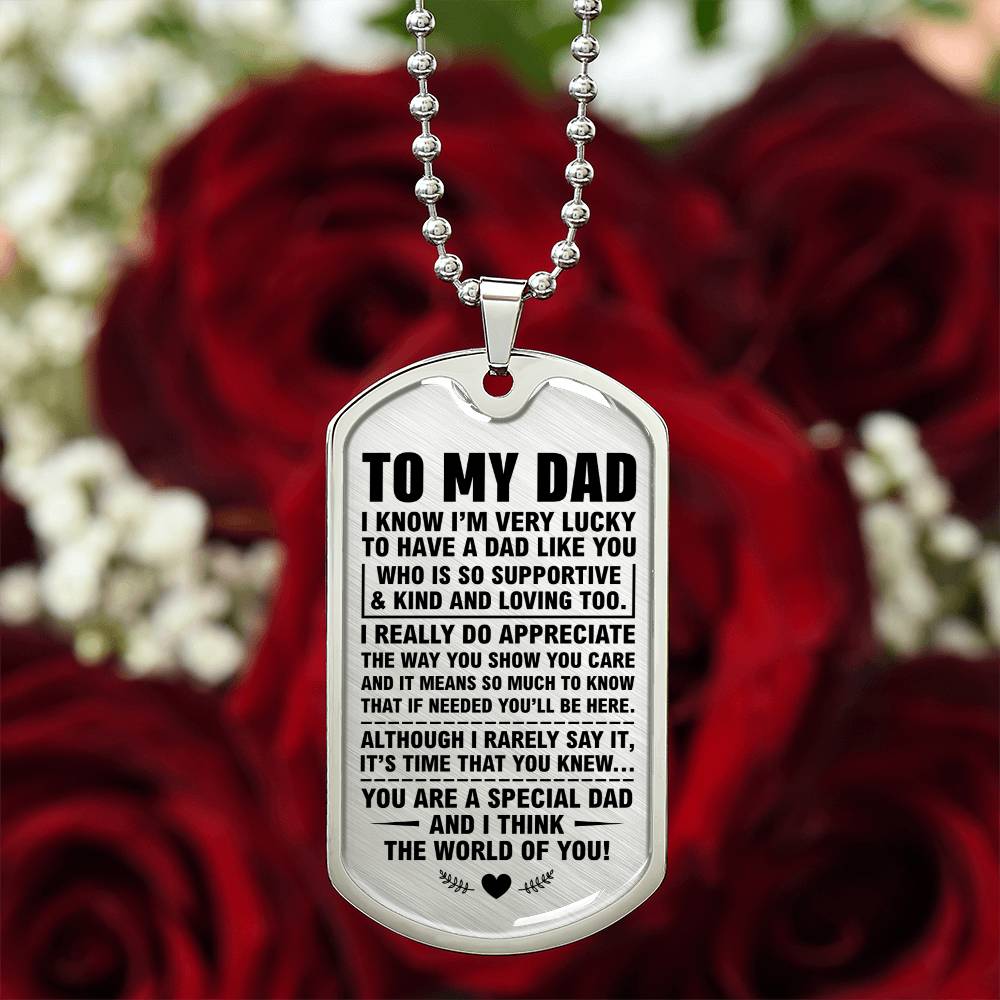 To My Dad Dog Tag Necklace – Gift from Son or Daughter