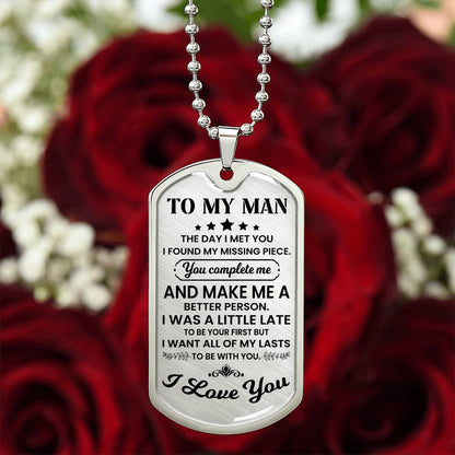 To My Man Dog Tag Necklace – Romantic Gift for Him