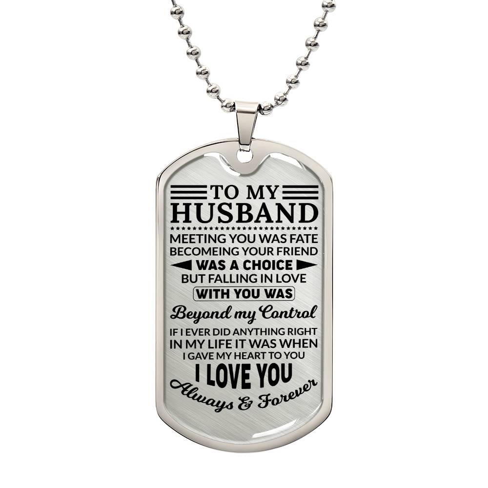 To My Husband Dog Tag Necklace