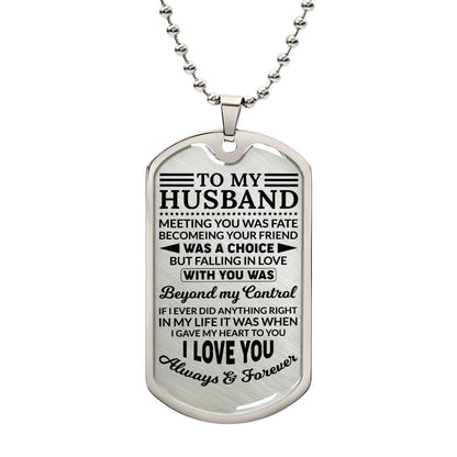 To My Husband Dog Tag Necklace