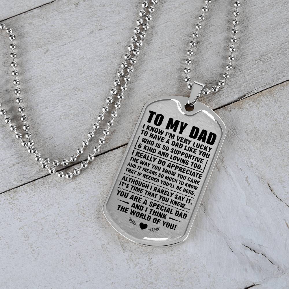 To My Dad Dog Tag Necklace – Gift from Son or Daughter
