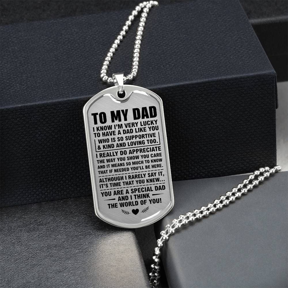 To My Dad Dog Tag Necklace – Gift from Son or Daughter