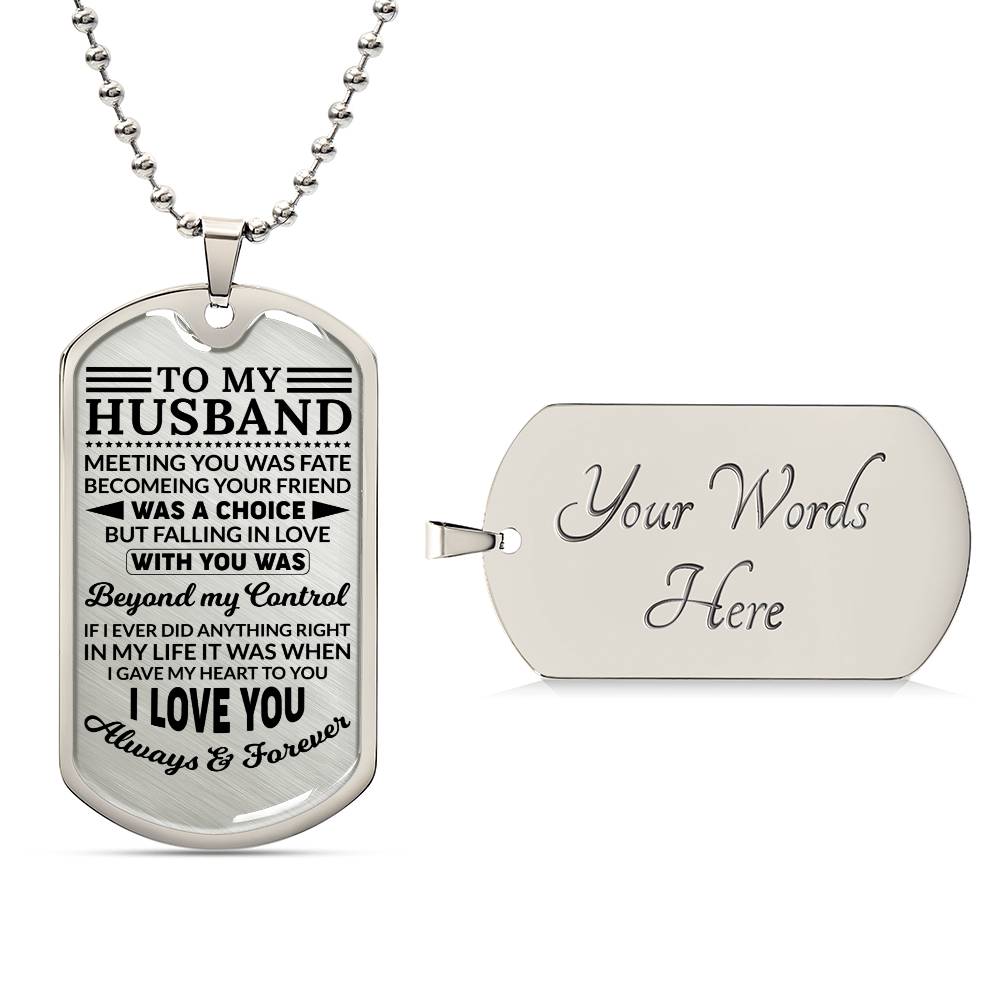 To My Husband Dog Tag Necklace