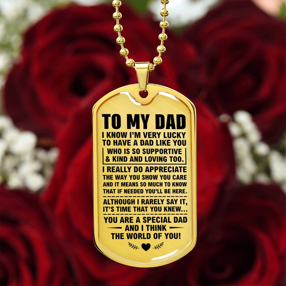 To My Dad Dog Tag Necklace – Gift from Son or Daughter