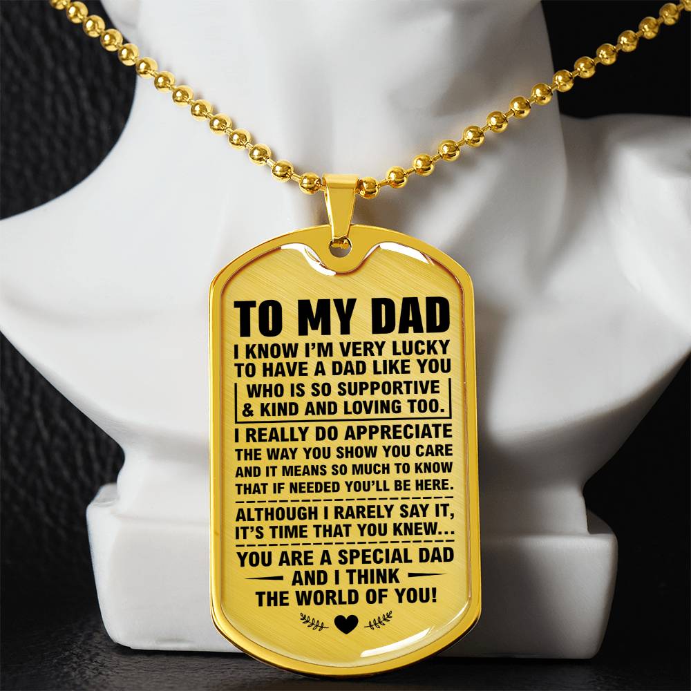 To My Dad Dog Tag Necklace – Gift from Son or Daughter