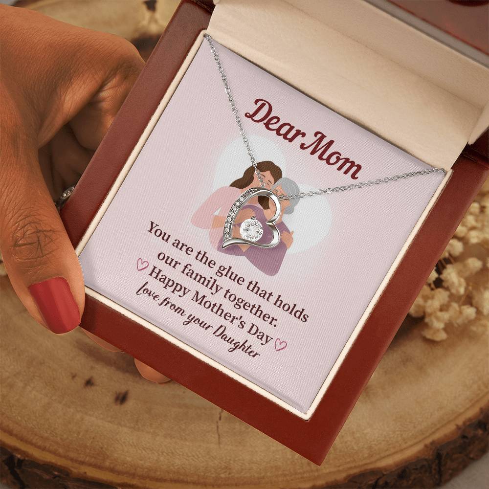 Dear Mom Family Glue Pendant Elegant Jewelry For A Mother’s Day Gift Sweet Gift For A Wonderful Woman Heartfelt Necklace Sentimental Jewelry Thank You Pendant Gift For A Special Mom Sweet Pendant For Family Love