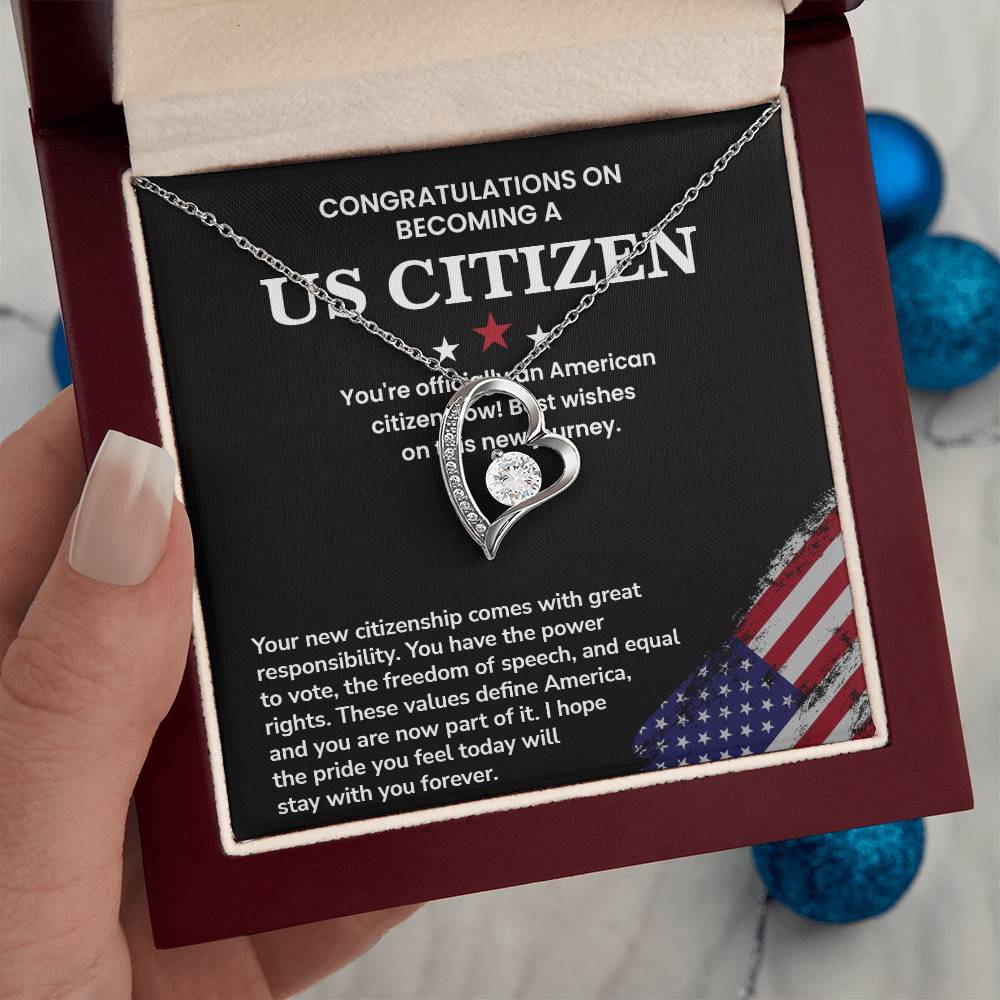 Congratulations Necklace For New U.s. Citizen Necklace For New U.s. Citizen Necklace With Citizenship Message Necklace For Official U.s. Citizen Necklace For New U.s. Patriot Jewelry For New U.s. Citizen Gift For U.s. Citizenship Ceremony