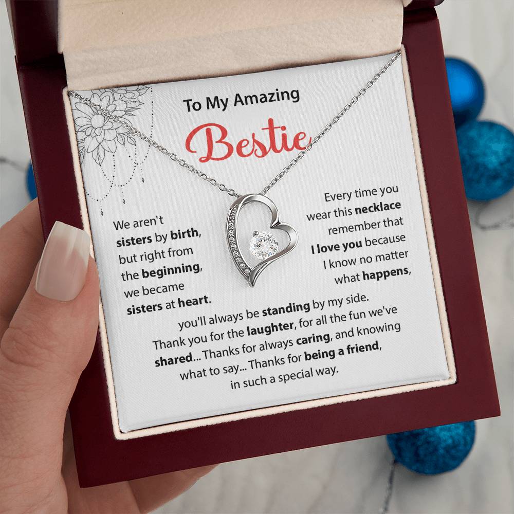 Bestie Heart Necklace Gift with Friendship Note
