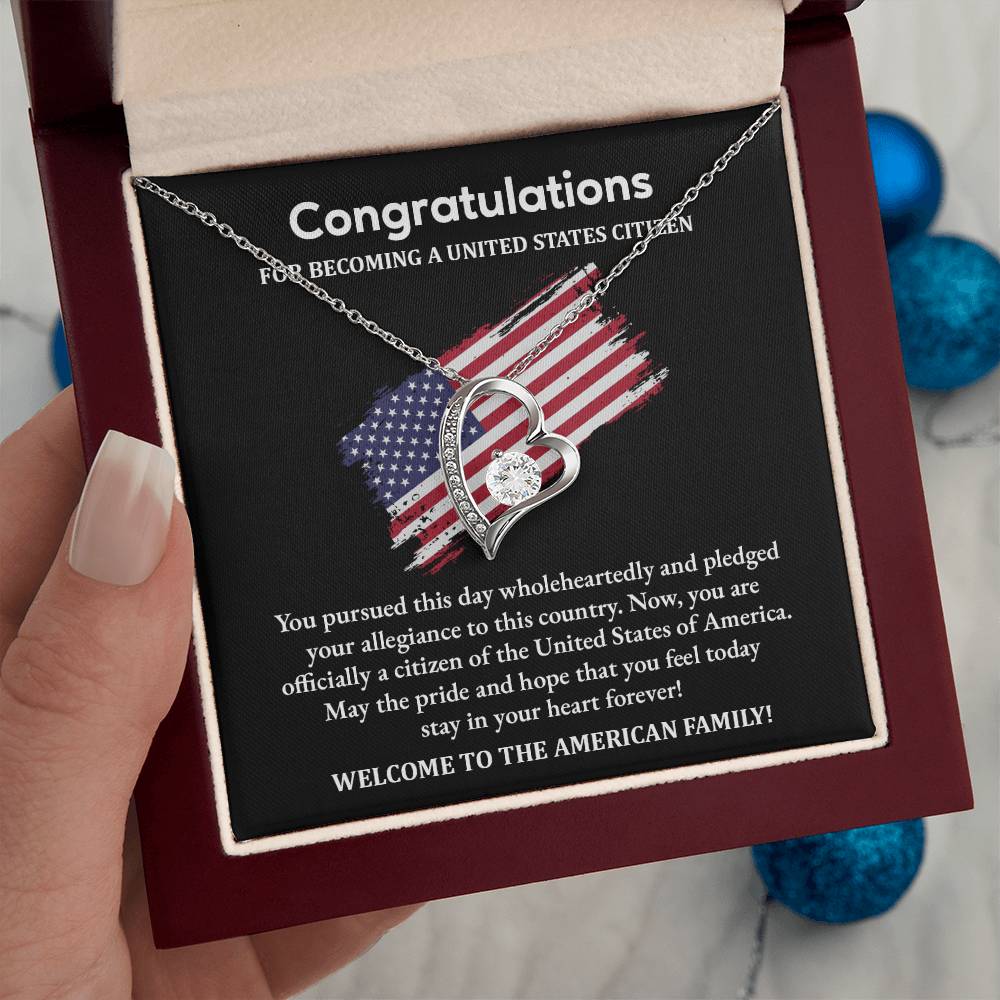 Congratulations Necklace For New U.s. Citizen Necklace For New U.s. Citizen Gift For U.s. Citizenship Success Necklace With Citizenship Message U.s. Citizenship Celebration Gift Jewelry For New U.s. Citizen Necklace For Citizenship Pledge